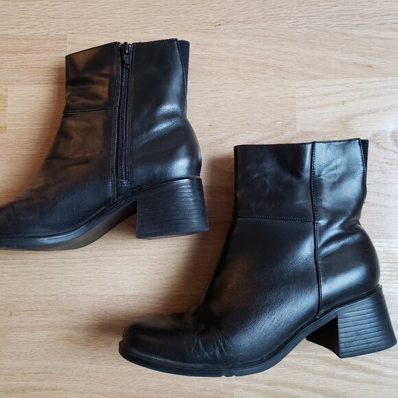 AJ Valenci Genuine Leather Black Comfort Ankle Boots Size 8 M Zipper - Picture 2 of 8